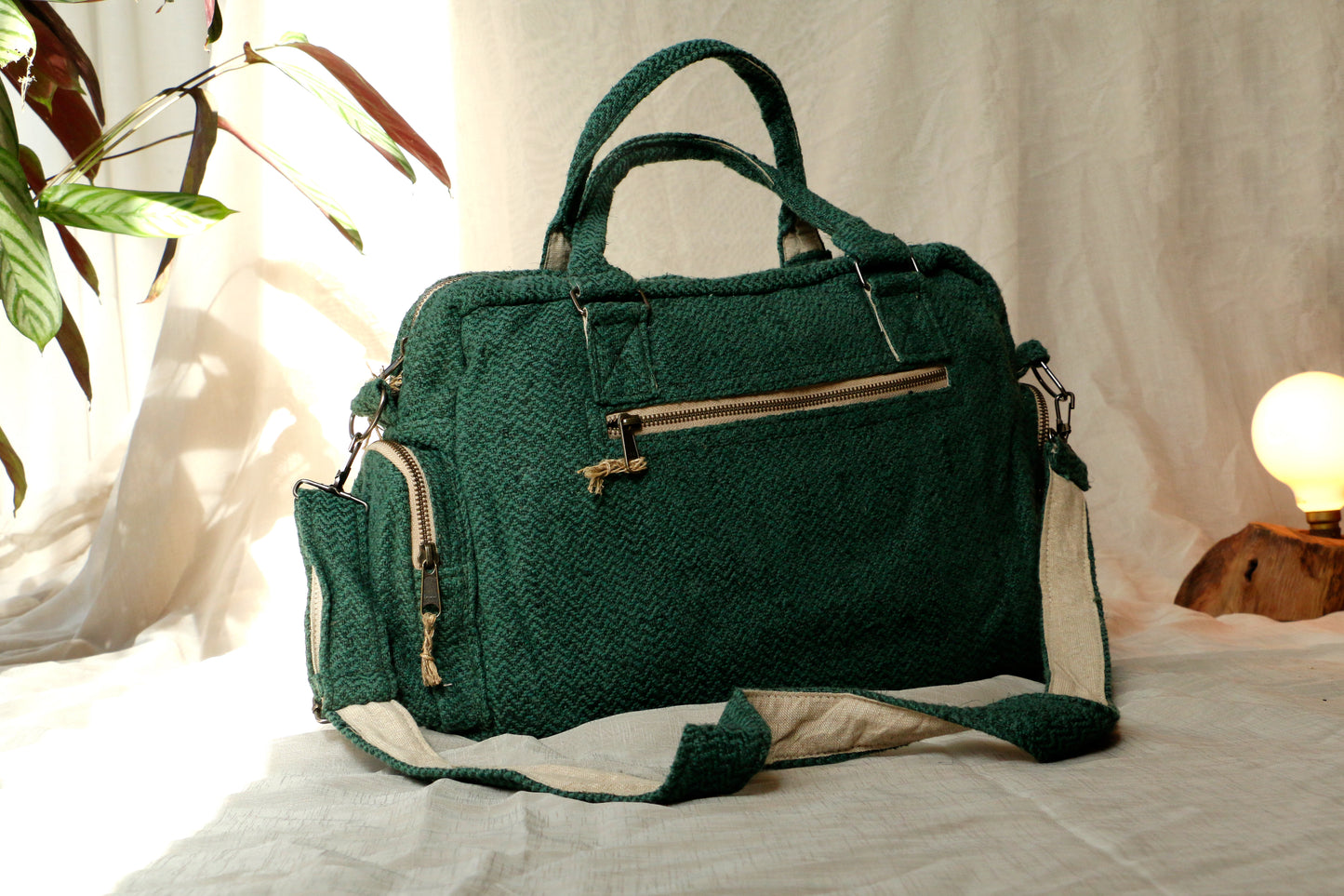 Green Nature Nest Brief Case Hemp Bag