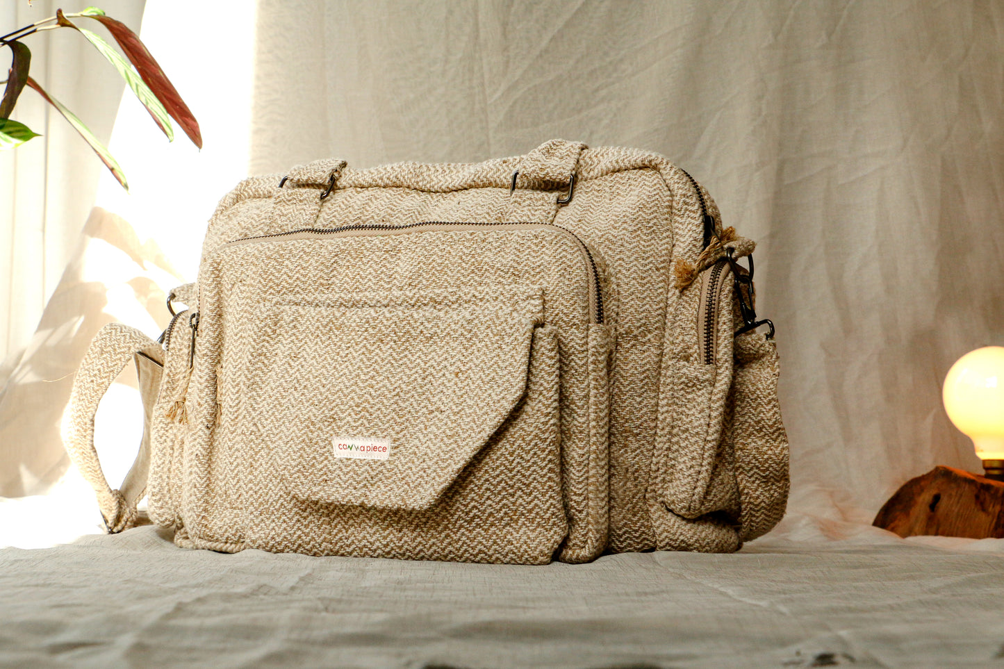 White Nature Nest Brief Case Hemp Bag