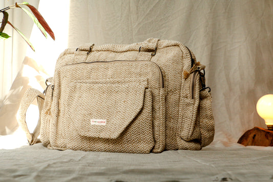 White Nature Nest Brief Case Hemp Bag